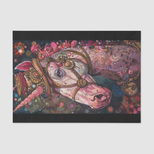 Papier Mousseline Unicorne Steampunk (Recto)