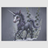 Papier Mousseline Unicorne stylisée dans la splendeur florale. (Recto)