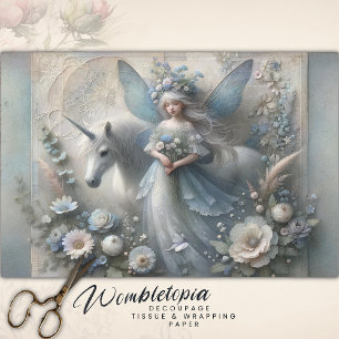 Papier Mousseline Unicorne vintage & Fée d'hiver Découpage florale