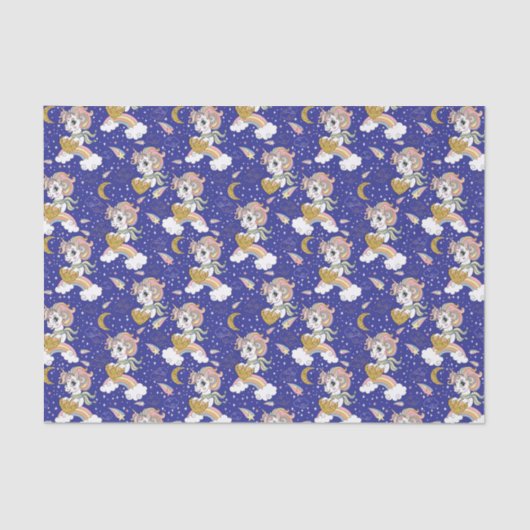 Papier Mousseline Unicornes Et Arcs-En-Ciel (Recto)