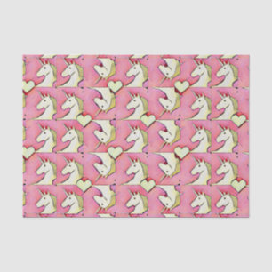 Papier Mousseline Unicornes et coeurs