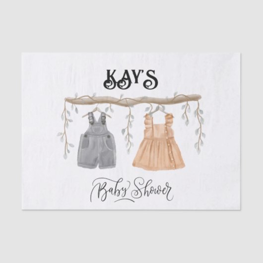 Papier Mousseline Unisex Twins Verdure Baby shower Floral (Recto)