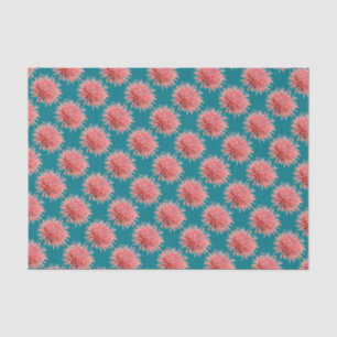 Papier Mousseline Urchines de mer rose sur Turquoise
