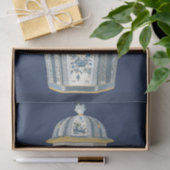 Papier Mousseline Urne asiatique décorative en bleu et blanc (Cadeau)