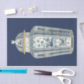 Papier Mousseline Urne asiatique décorative en bleu et blanc (Artisanat)