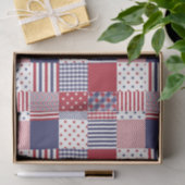 Papier Mousseline USA Americana Patchwork Rouge Blanc & Bleu (Cadeau)