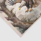 Papier Mousseline USA Bald Eagle flyies among the tree in a forest (Détail)