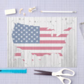 Papier Mousseline USA Flag Map Wood Decoupage Tissus Paper (Artisanat)