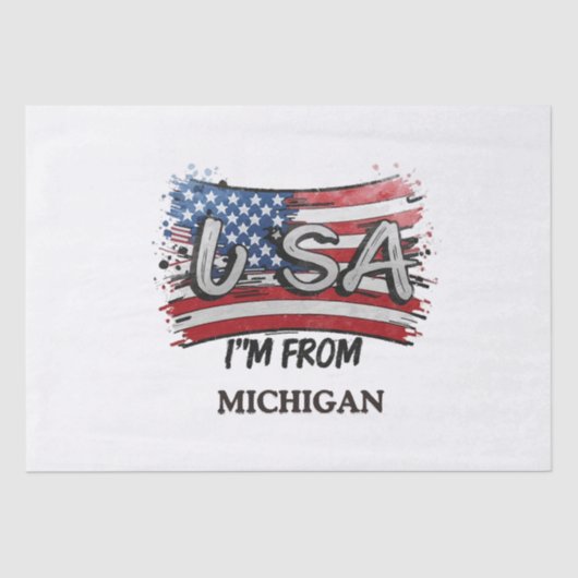 Papier Mousseline Usa Je viens du Michigan (Recto)