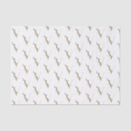 Papier Mousseline V Monogramme Floral Papier Tissu (Recto)