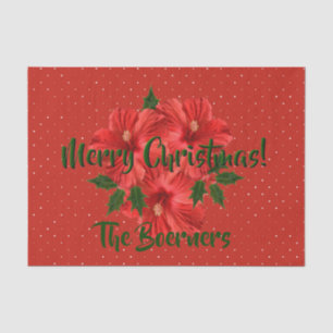 Papier Mousseline Vacances de houx de ketmie de Joyeux Noël rouges