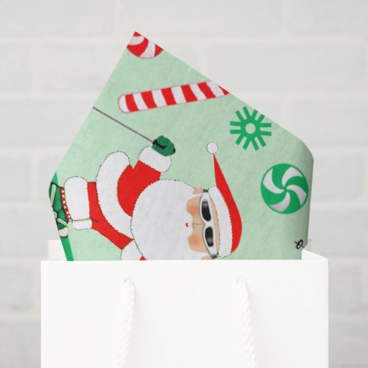 Papier Mousseline Vacances de Noël au ski (Sac cadeau)