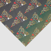 Papier Mousseline Vacances matte vert or motif de Noël (Détail)