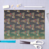 Papier Mousseline Vacances matte vert or motif de Noël (Artisanat)