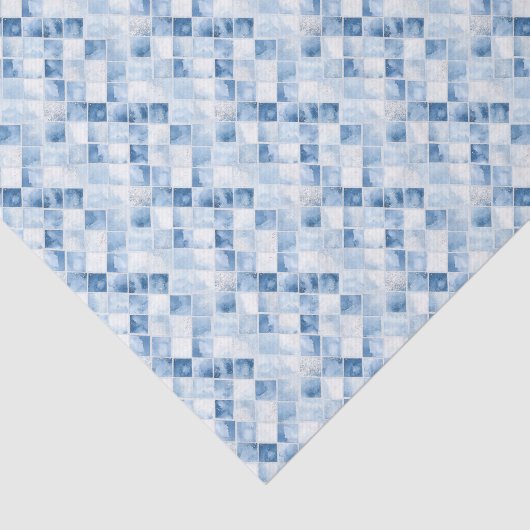 Papier Mousseline Vacances Motif Dusty Blue Check (Détail)