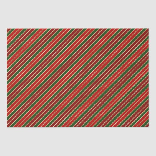 Papier Mousseline Vacances Red, Gold et Green Stripes de Noël (Recto)