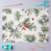 Papier Mousseline Vacances Red Pine & Berries Design (Artisanat)