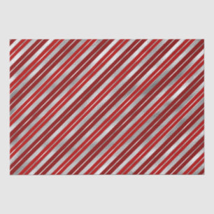Papier Mousseline Vacances Silver Foil et Red Christmas Stripes