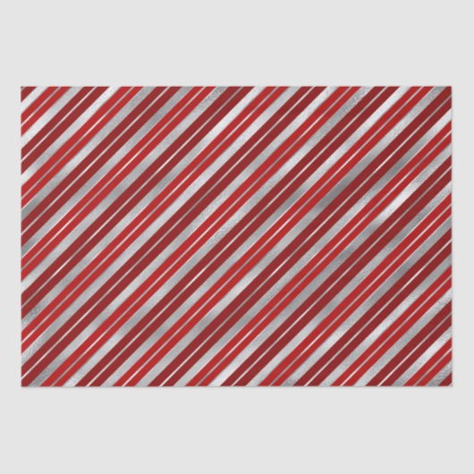 Papier Mousseline Vacances Silver Foil et Red Christmas Stripes (Recto)