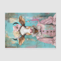 Vache chic Shabby dans une découpage pastel douce