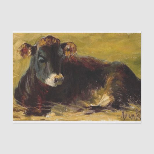 Papier Mousseline Vache couchée par Matilda Browne (Recto)