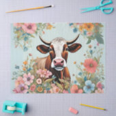 Papier Mousseline Vache dans le jardin des fleurs (Artisanat)
