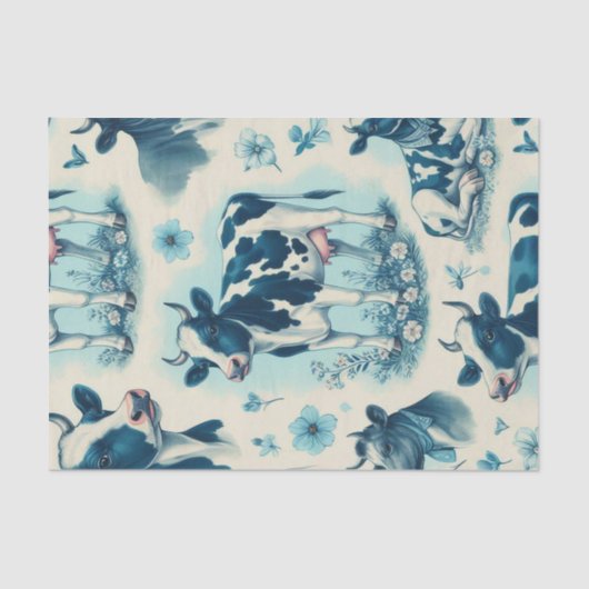 Papier Mousseline Vache de ferme vintage sans joint (Recto)