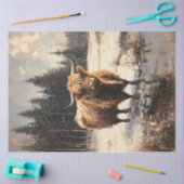 Papier Mousseline Vache de Highland en paysage hivernal découpage (Artisanat)
