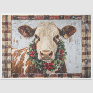 Papier Mousseline Vache de Noël primitive