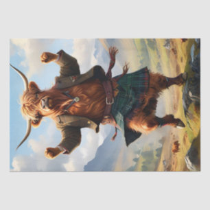 Papier Mousseline Vache des Highlands dansant le Highland Fling,