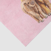 Papier Mousseline Vache des Highlands Écosse Rose Maman Petit Veau (Détail)