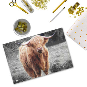 Papier Mousseline Vache des Highlands Écosse Rustique