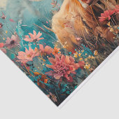 Papier Mousseline Vache des Highlands mignonne avec fleurs sauvages (Détail)