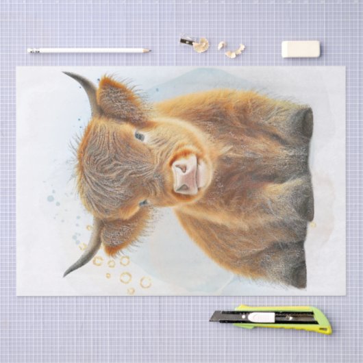 Papier Mousseline Vache écossaise Highlander (Artisanat)