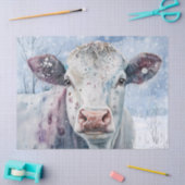 Papier Mousseline Vache en neige (Artisanat)