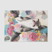 Papier Mousseline Vache Floral Médias mixtes Collage Découpage (Recto)