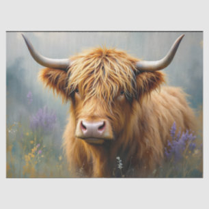 Papier Mousseline Vache Highland dans le pré floral Fermer