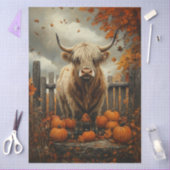 Papier Mousseline Vache Highland en Citrouille Patch Decoupage (Artisanat)