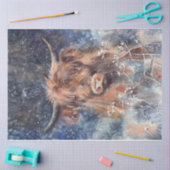 Papier Mousseline Vache Highland en hiver papier de tissus (Artisanat)