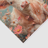 Papier Mousseline Vache Highland mignonne avec Fleurs sauvages pour (Détail)