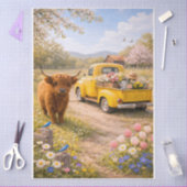 Papier Mousseline Vache highlandaise de printemps (Artisanat)