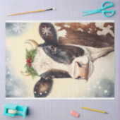 Papier Mousseline Vache hiver Aquarelle de Noël (Artisanat)