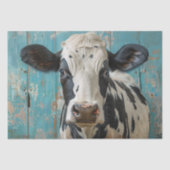 Papier Mousseline Vache laitière Rustique Bleu Mur Découpage (Recto)