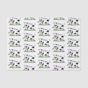 Papier Mousseline Vache mignonne en vert dessin animé sur le terrain