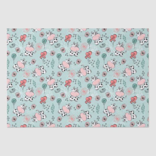 Papier Mousseline Vaches agricoles de campagne mignonnes (Recto)