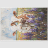 Papier Mousseline Vaches Calves Lupine Fleurs Peinture Découpage (Recto)