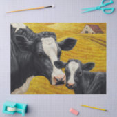 Papier Mousseline Vaches Holstein et vieille grange en bois (Artisanat)