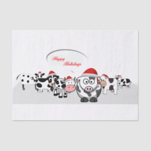 Papier Mousseline Vaches mignonnes de Noël Joyeuses fêtes