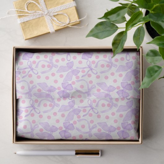 Papier Mousseline Vaches pourpres avec points roses (Cadeau)