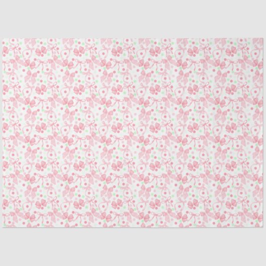 Papier Mousseline Vaches roses avec points roses et verts (Recto)